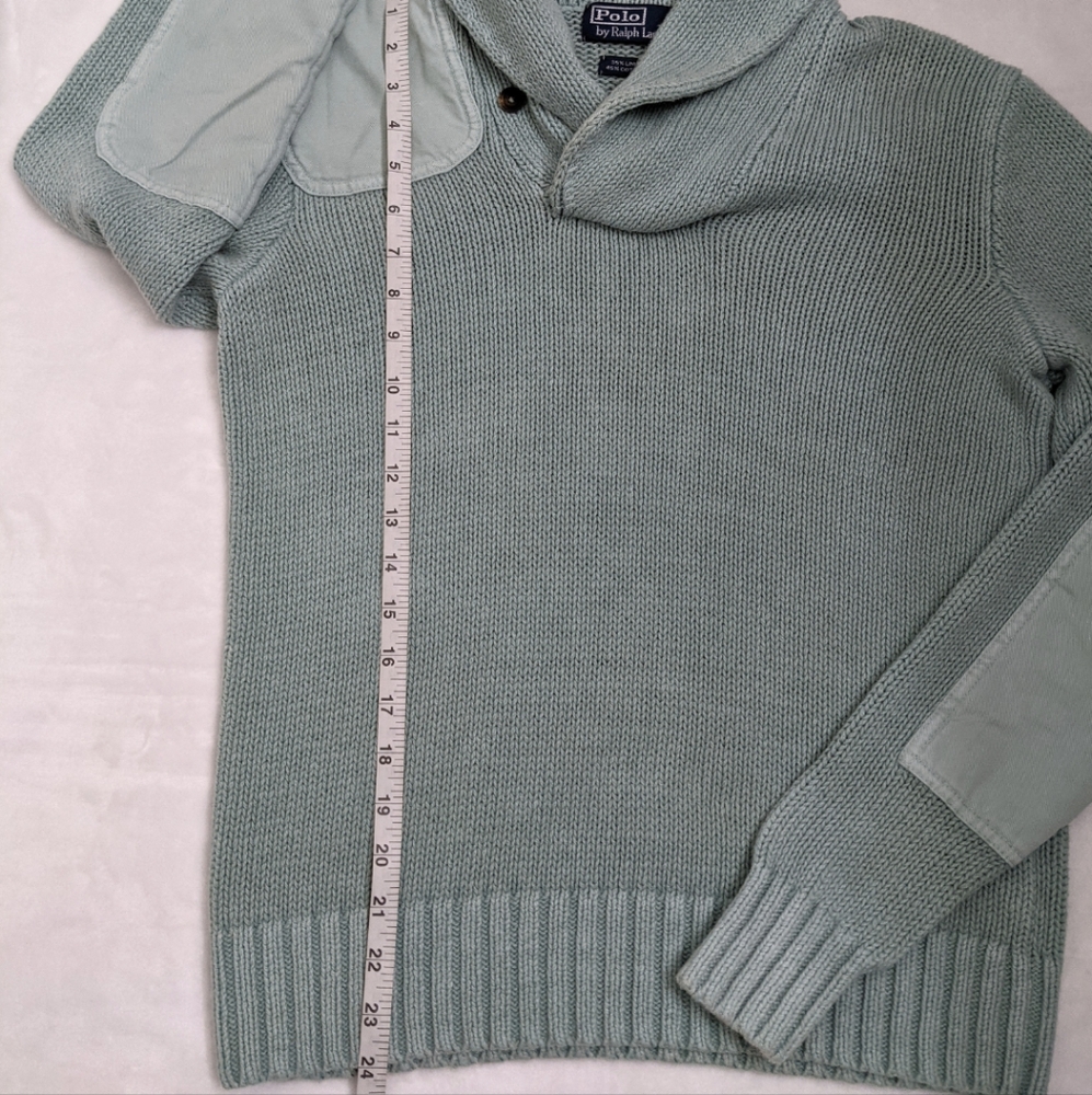 Polo by Ralph Lauren Rare Linen Patch Shawl Collar Sweater - Picture 3 of 6